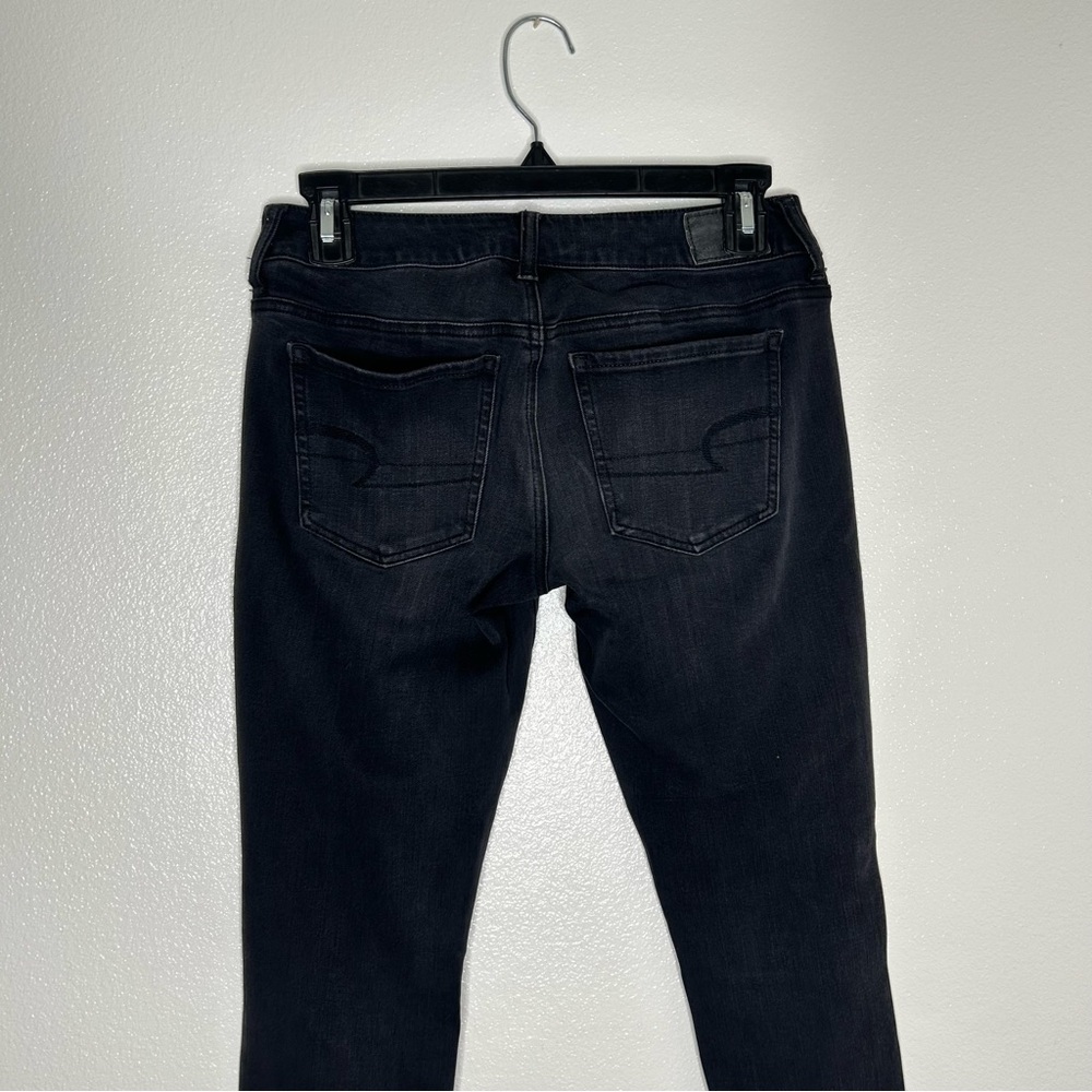 American Eagle Outfitters Black Ripped Super Stretch X4 Super Low Jegging Size 4 - Picture 6 of 10